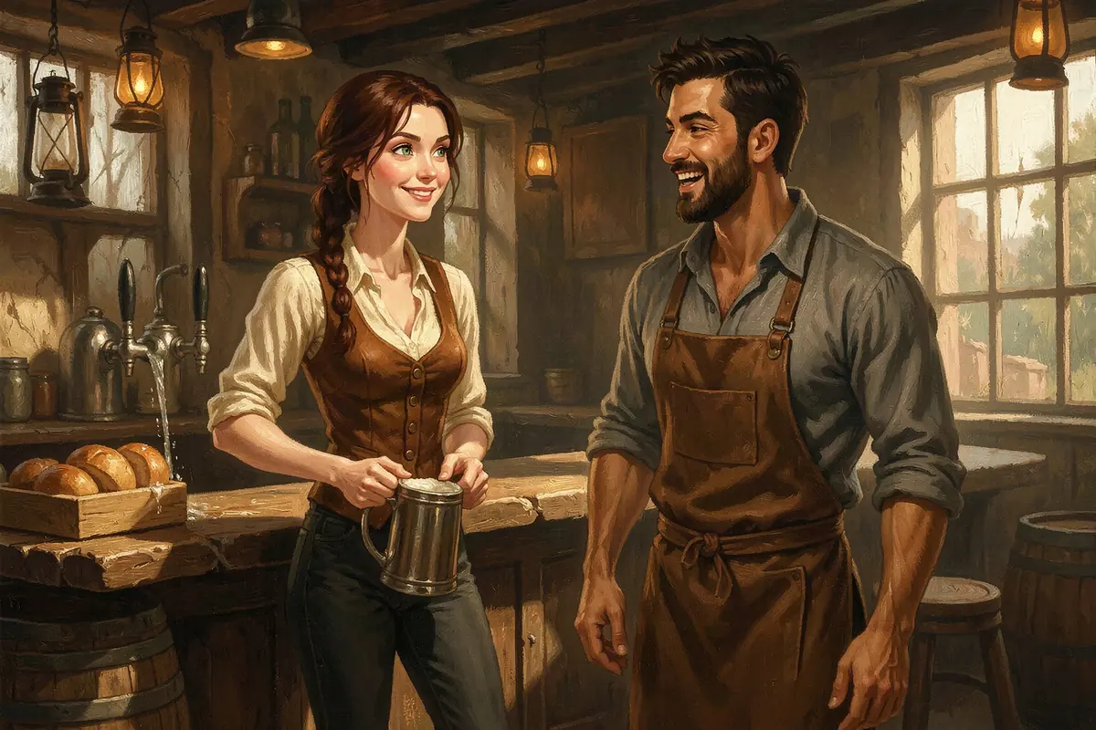 Tamsin pours the first ale of the morning behind the bar of the tavern she inherited, the Hollow Lantern, while Bram Tallow the cook laughs