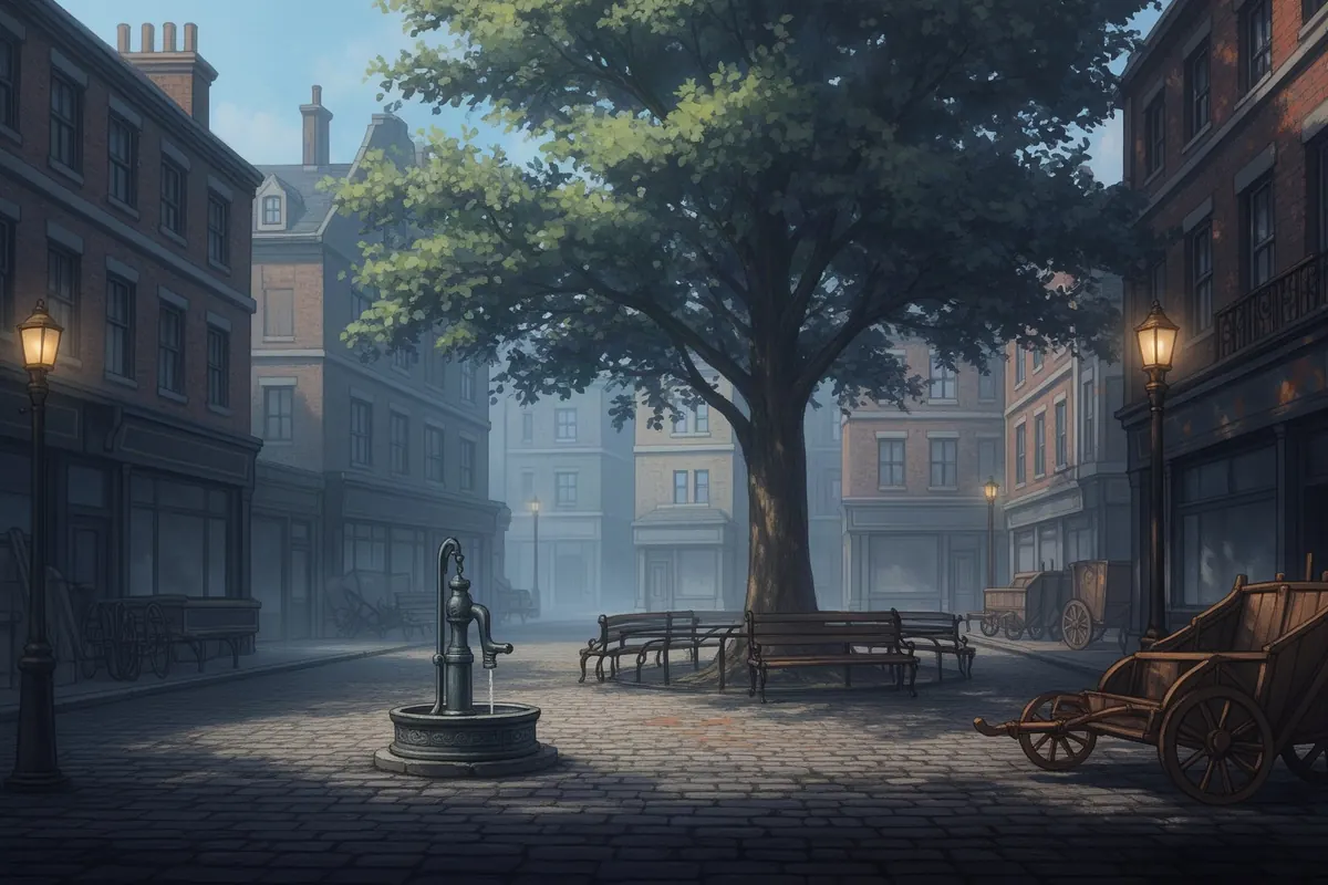 Bellsworth Yard in Bellsworth, in Bellsworth's victorian splash art