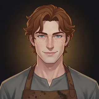Corin Tallow, works the bellows at his father's forge — a character in Emberhollow