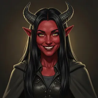 Kethra Vayne (tiefling), rogue, runs errands nobody asks about — a character in The Hollow Lantern
